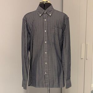 Tommy Hilfiger Grey/Black and Blue/White Striped Casual Button-Down Shirt